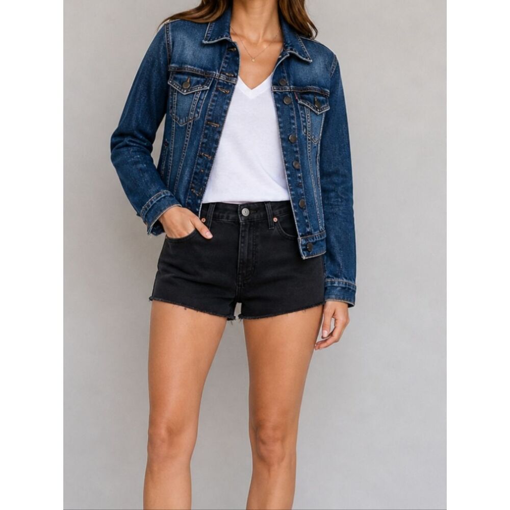 Levi's Black High Rise Hypersoft Cut Off Jean Shorts - Size 14/32
